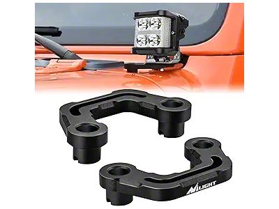 Single A-Pillar Light Windshield Mounting Brackets (20-24 Jeep Gladiator JT, Excluding Mojave)