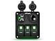 3-Gang Aluminum Rocker Switch Panel with USB and Cigarette Lighter Power; Green LED (Universal; Some Adaptation May Be Required)