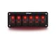 6-Gang Aluminum Rocker Switch Panel with Rocker Switches; Red LED (Universal; Some Adaptation May Be Required)