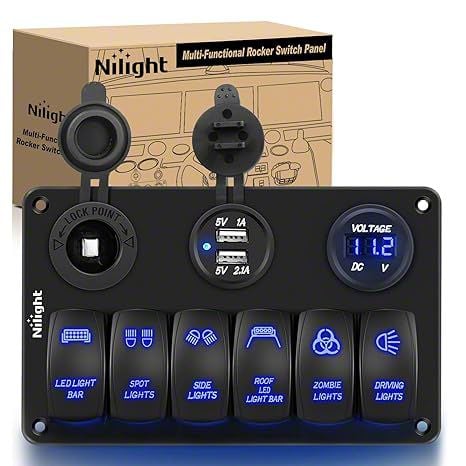 Jeep Wrangler 6-gang Aluminum Rocker Switch Panel With Usb And 