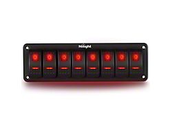 8-Gang Aluminum Rocker Switch Panel with Rocker Switches; Red LED (Universal; Some Adaptation May Be Required)