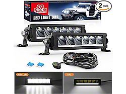 9-Inch Single Row LED Light Bars with DRL; Anti-Glare Flood/Spot Combo Beam (Universal; Some Adaptation May Be Required)