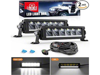 9-Inch Single Row LED Light Bars with DRL; Anti-Glare Flood/Spot Combo Beam (Universal; Some Adaptation May Be Required)