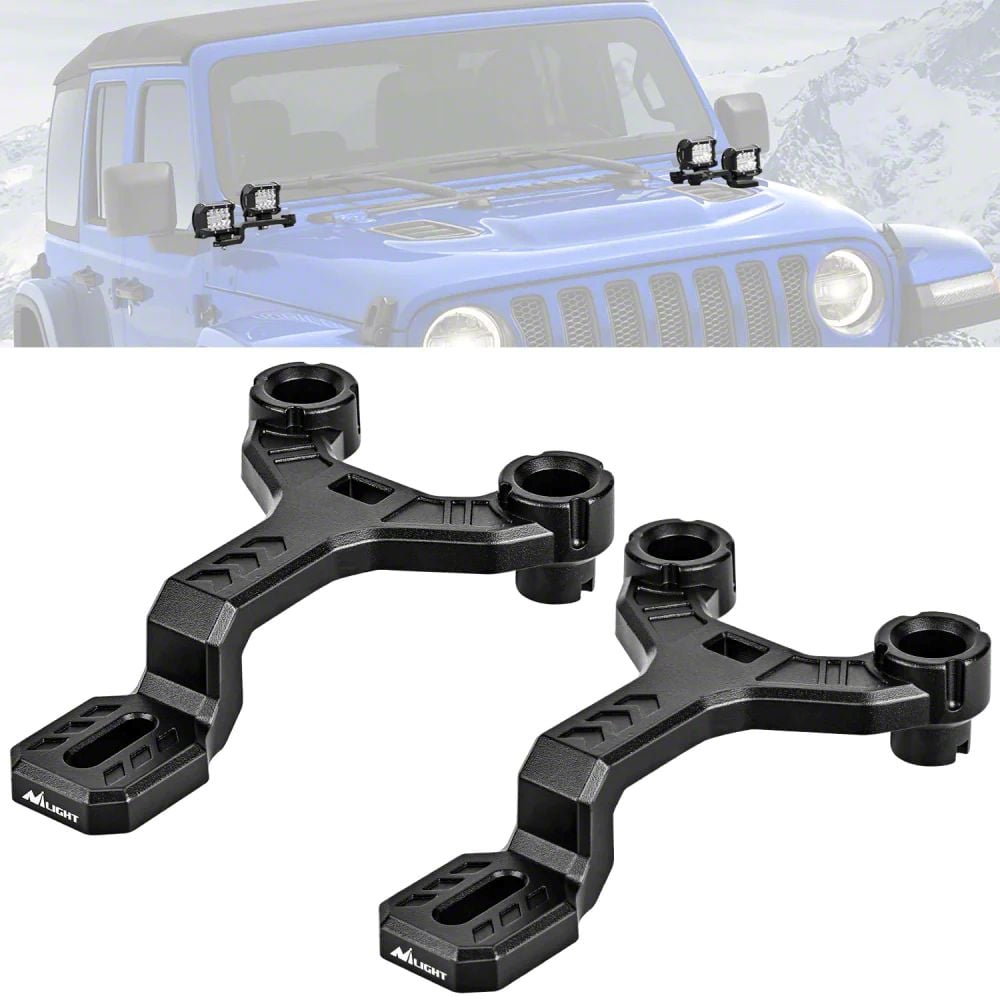 Jeep Wrangler Dual A-Pillar Light Windshield Mounting Brackets ...