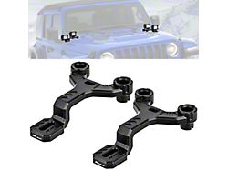 Dual A-Pillar Light Windshield Mounting Brackets; Horizontal (18-24 Jeep Wrangler JL, Excluding Rubicon 392)