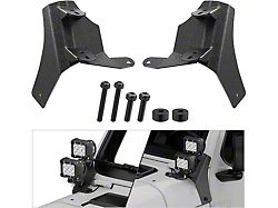 Dual A-Pillar Light Windshield Mounting Brackets; Vertical (18-24 Jeep Wrangler JL, Excluding 4xe & Rubicon 392)