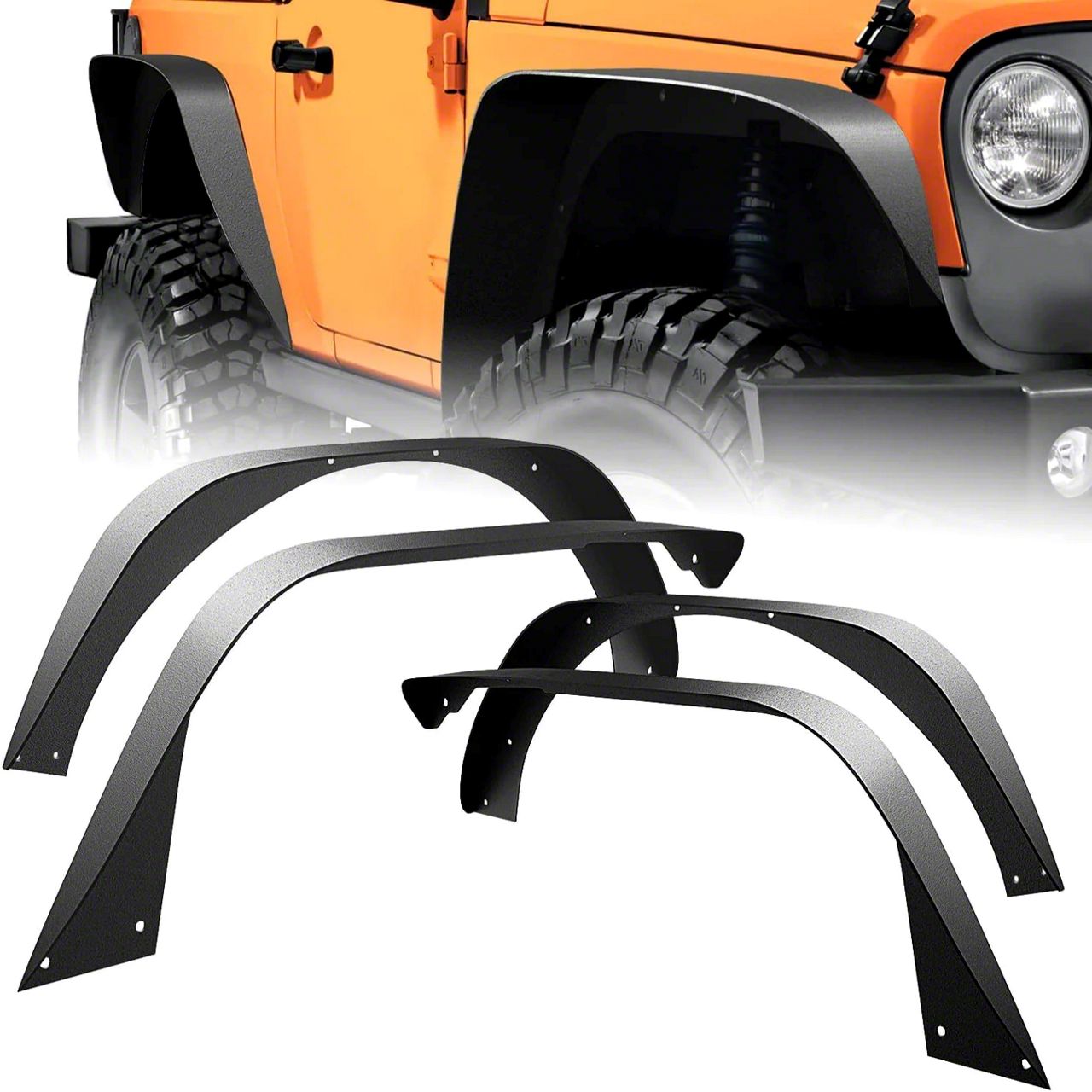 Jeep Wrangler Flat Fender Flares; Textured Black (18-24 Jeep Wrangler ...