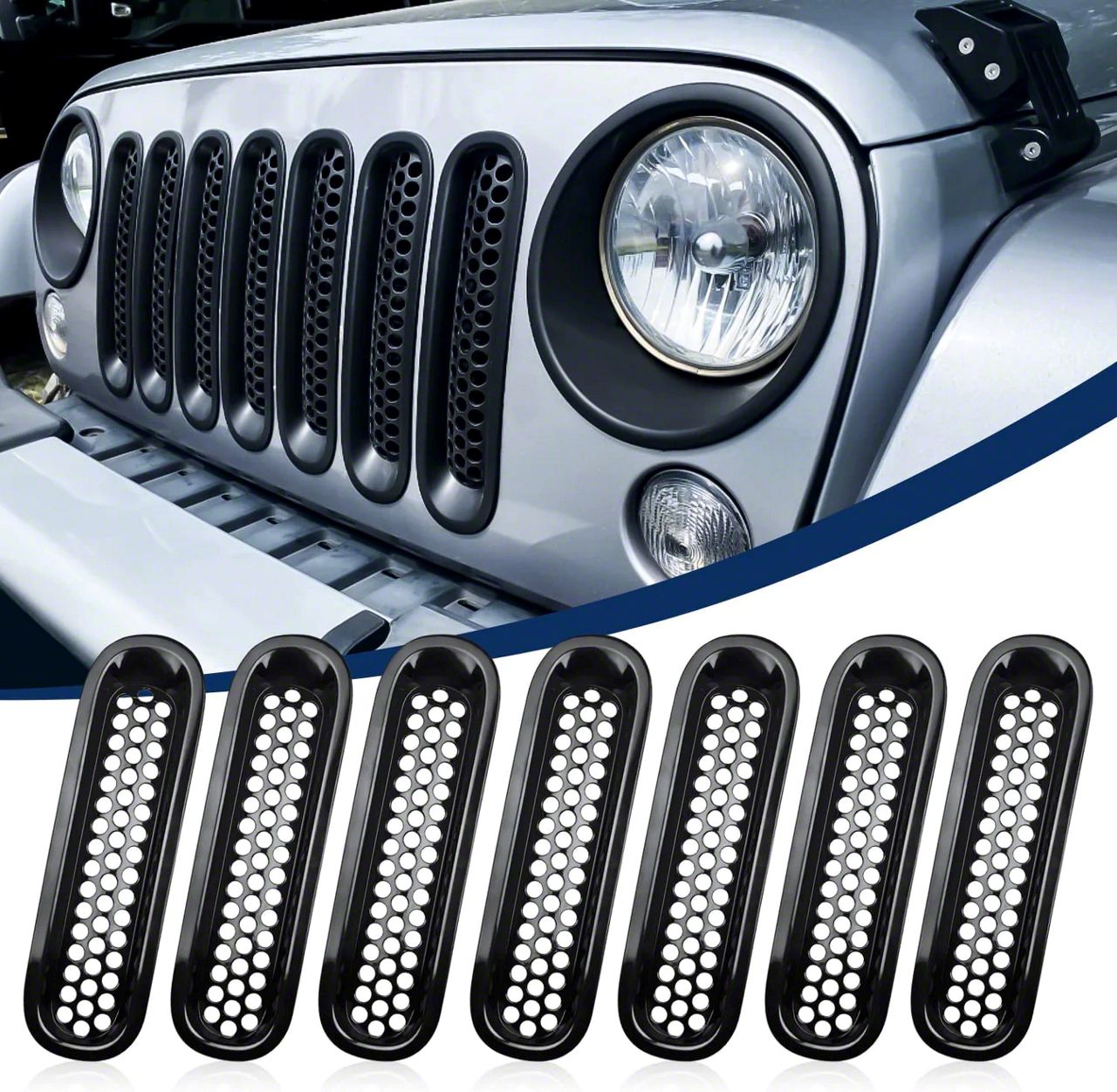 Jeep Wrangler Mesh Grille Inserts; Matte Black (07-18 Jeep Wrangler JK ...