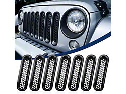 Mesh Grille Inserts; Matte Black (07-18 Jeep Wrangler JK)