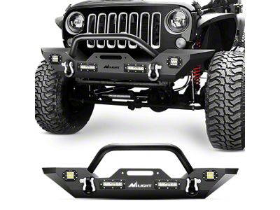Rock Crawler Winch Mount Front Bumper with LED Lights (07-18 Jeep Wrangler JK)