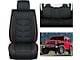 Waterproof Leather Front and Rear Seat Covers; Black and Red (07-24 Jeep Wrangler JK & JL 4-Door)