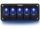 5-Gang Aluminum Rocker Switch Panel with Rocker Switches; Blue LED (Universal; Some Adaptation May Be Required)
