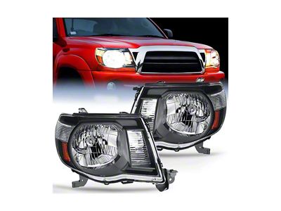 OE Style Headlights with Amber Corners; Chrome Housing; Clear Lens (05-11 Tacoma)