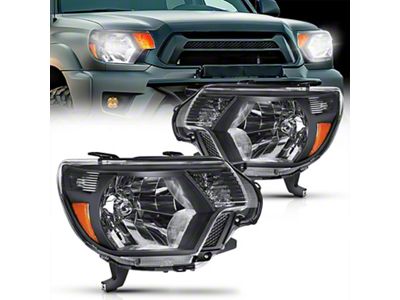 OE Style Headlights with Amber Corners; Chrome Housing; Clear Lens (12-15 Tacoma)