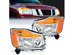 OE Style Headlights with Amber Corners; Chrome Housing; Clear Lens (04-15 Titan)