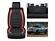 Waterproof Leather Front and Rear Seat Covers; Black and Red (07-24 Tundra CrewMax)