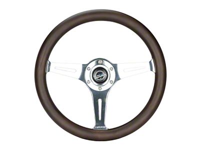 NRG Innovations Classic Wood Grain 350mm Steering Wheel; Chrome and Oak (Universal; Some Adaptation May Be Required)