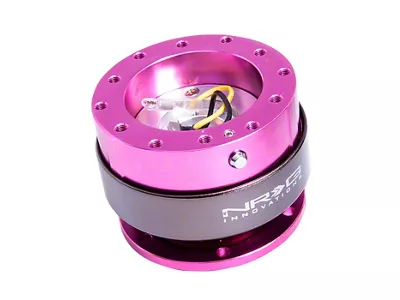 NRG Innovations 2.0 Steering Wheel Hub Quick Release; Pink with Titanium Ring (Universal; Some Adaptation May Be Required)