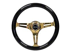 NRG Innovations Classic Wood Grain 350mm Steering Wheel; Gold and Black (Universal; Some Adaptation May Be Required)