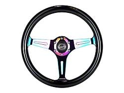 NRG Innovations Classic Wood Grain 350mm Steering Wheel; Neochrome and Black (Universal; Some Adaptation May Be Required)