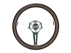 NRG Innovations Classic Wood Grain 350mm Steering Wheel; Chrome and Oak (Universal; Some Adaptation May Be Required)