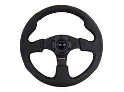 NRG Innovations Racing Steering Wheel; Black Leather with Black Stitching (Universal; Some Adaptation May Be Required)