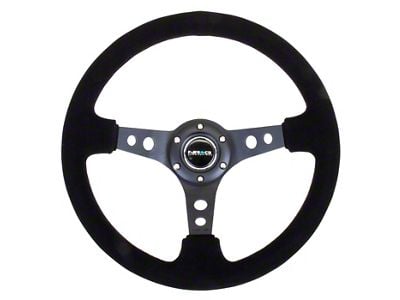 NRG Innovations Sport 350mm 3-Inch Deep Dish Steering Wheel with Holes; Black Suede (Universal; Some Adaptation May Be Required)