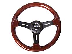 NRG Innovations Classic Wood Grain 350mm Steering Wheel; Black and Mahogany (Universal; Some Adaptation May Be Required)