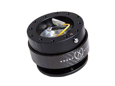 NRG Innovations 2.0 Steering Wheel Hub Quick Release; Black with Carbon Fiber Ring (Universal; Some Adaptation May Be Required)