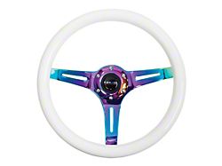 NRG Innovations Classic Wood Grain 350mm Steering Wheel; Neochrome and Glow In The Dark (Universal; Some Adaptation May Be Required)