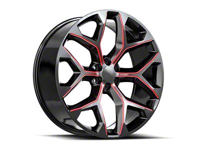 OE Revolution G-09 Gloss Black and Red Milled 6-Lug Wheel; 22x9; 24mm Offset (04-15 Titan)