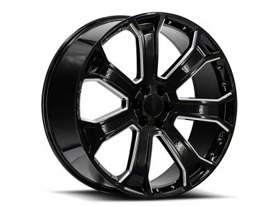 OE Revolution G-06 Gloss Black and Machined 6-Lug Wheel; 24x10; 31mm Offset (16-24 Titan XD)