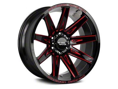 Off Road Monster M25 Gloss Black Candy Red Milled 6-Lug Wheel; 22x12; -44mm Offset (04-15 Titan)