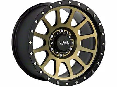 Off-Road Monster M10 Flat Black Machined Bronze 6-Lug Wheel; 17x9; 0mm Offset (05-15 Tacoma)