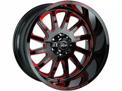 Off-Road Monster M17 Gloss Black Candy Red Milled 6-Lug Wheel; 17x9; 0mm Offset (05-15 Tacoma)