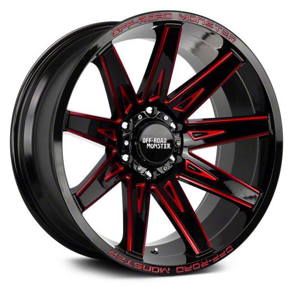 Off Road Monster Tacoma M25 Gloss Black Candy Red Milled 6-Lug Wheel ...