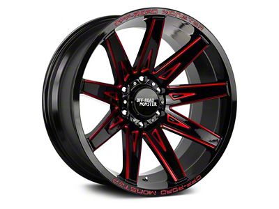 Off Road Monster M25 Gloss Black Candy Red Milled 6-Lug Wheel; 22x12; -44mm Offset (05-15 Tacoma)