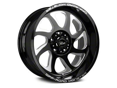 Off Road Monster M22 Gloss Black Milled 6-Lug Wheel; 22x12; -44mm Offset (10-24 4Runner)