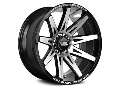 Off Road Monster M25 Gloss Black Machined 6-Lug Wheel; 22x12; -44mm Offset (10-24 4Runner)