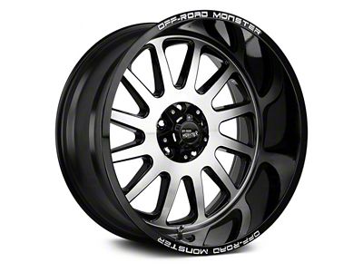 Off Road Monster M17 Gloss Black Machined 6-Lug Wheel; 22x12; -44mm Offset (2024 Tacoma)