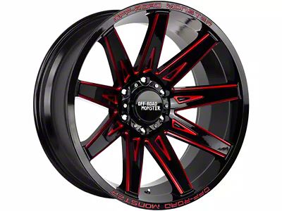 Off-Road Monster M25 Gloss Black Candy Red Milled 6-Lug Wheel; 20x10; -19mm Offset (2024 Tacoma)
