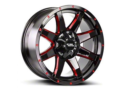 Off-Road Monster M08 Gloss Black Candy Red Milled 6-Lug Wheel; 20x9; 0mm Offset (22-24 Bronco Raptor)