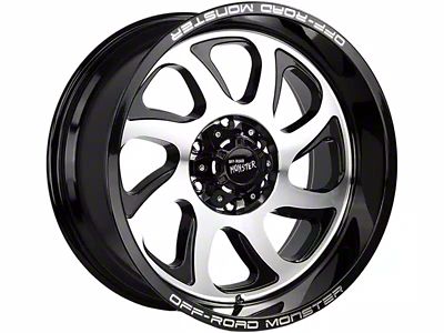 Off-Road Monster M22 Gloss Black Machined 6-Lug Wheel; 20x10; -19mm Offset (21-24 Bronco, Excluding Raptor)