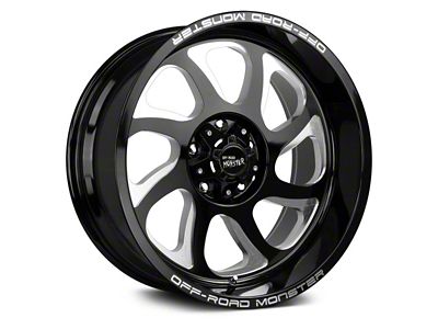 Off Road Monster M22 Gloss Black Milled 6-Lug Wheel; 22x12; -44mm Offset (21-24 Bronco, Excluding Raptor)