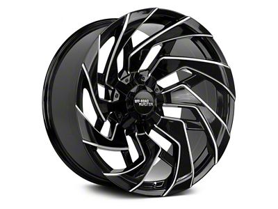 Off-Road Monster M24 Gloss Black Milled 6-Lug Wheel; 20x10; -19mm Offset (22-24 Bronco Raptor)