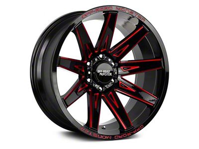 Off-Road Monster M25 Gloss Black Candy Red Milled 6-Lug Wheel; 20x10; -19mm Offset (22-24 Bronco Raptor)
