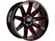 Off-Road Monster M25 Gloss Black Candy Red Milled 6-Lug Wheel; 20x10; -19mm Offset (21-24 Bronco, Excluding Raptor)