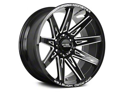 Off Road Monster M25 Gloss Black Milled 6-Lug Wheel; 22x12; -44mm Offset (21-24 Bronco, Excluding Raptor)