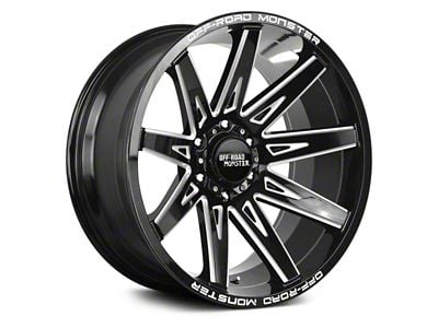 Off-Road Monster M25 Gloss Black Milled 6-Lug Wheel; 20x10; -19mm Offset (22-24 Bronco Raptor)