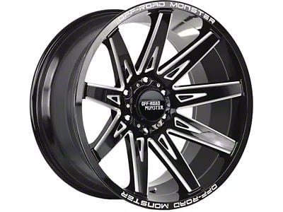 Off-Road Monster M25 Gloss Black Milled 6-Lug Wheel; 20x10; -19mm Offset (21-24 Bronco, Excluding Raptor)